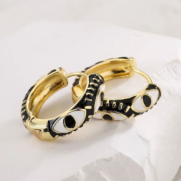 Gold evil eye hoop N352 - Picture 1 of 4